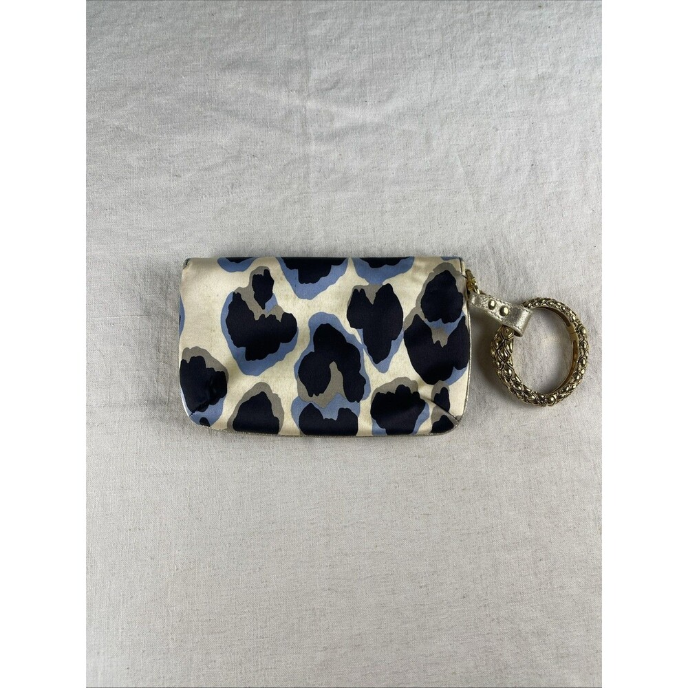Roberto Cavalli Multicolor Leopard Print Satin Serpent Bracelet Wristlet Clutch - Picture 4 of 16